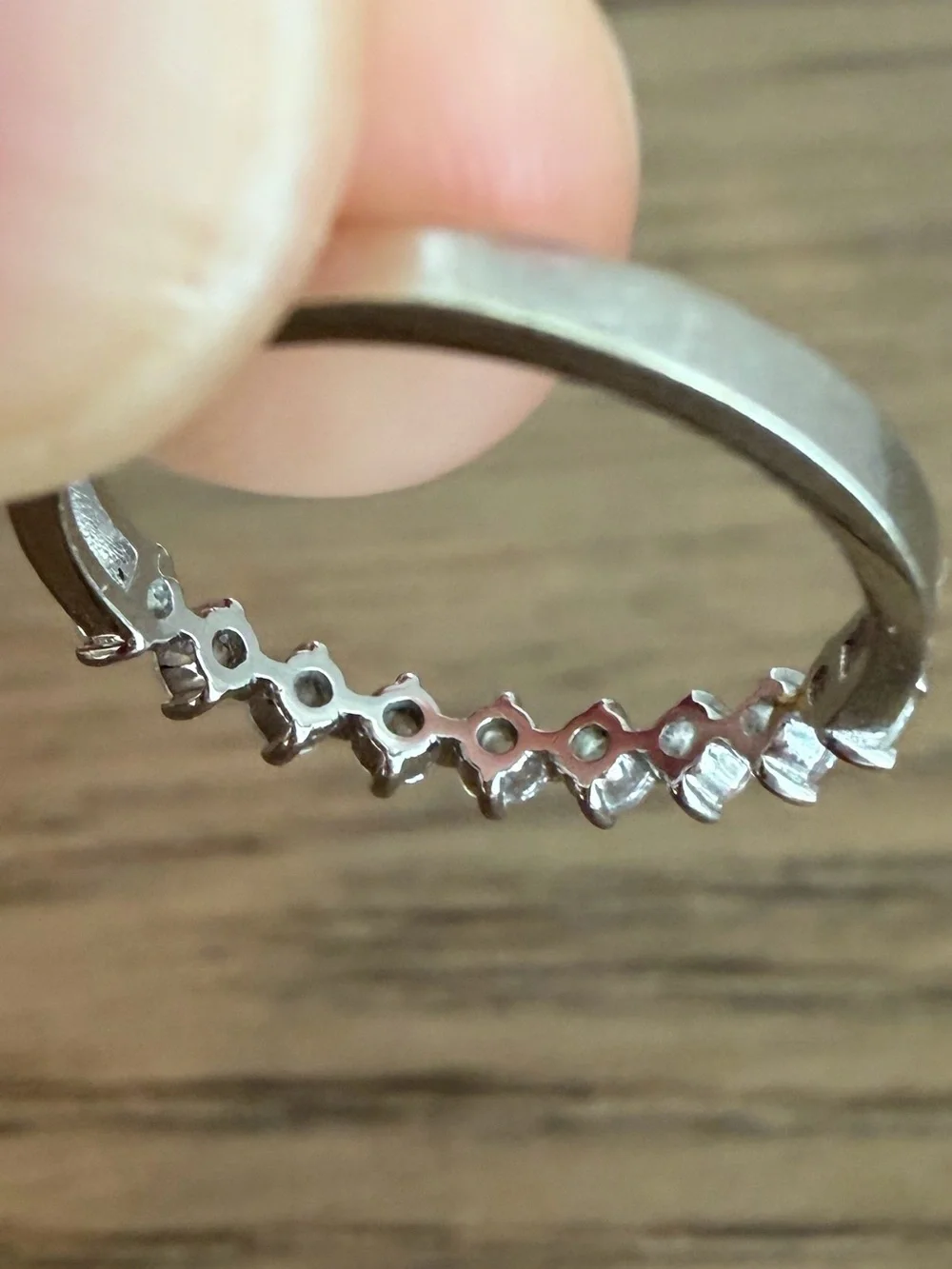 14k White Gold 9 Prong Round Natural Diamond Band 5 1/4